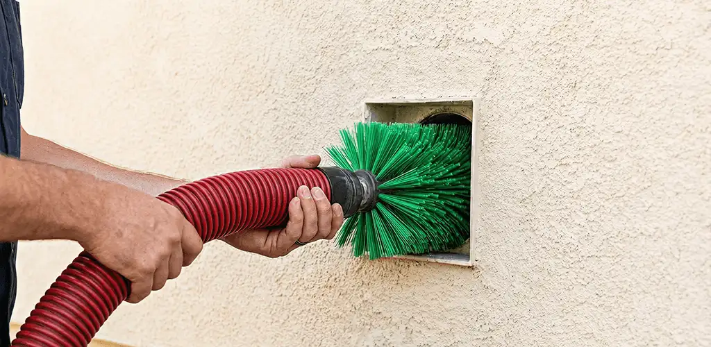 Air duct cleaning brush removing debris from a vent opening in Salt Lake City, UT