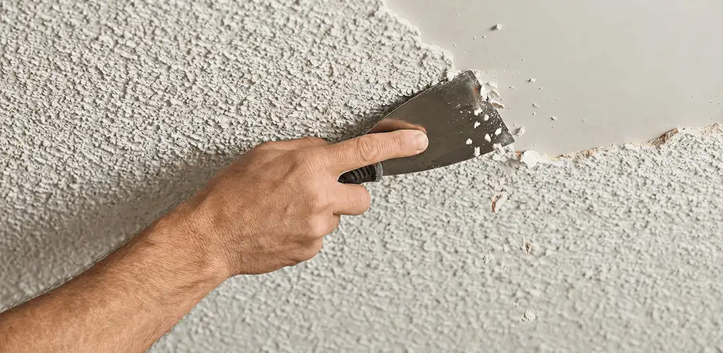 Popcorn ceiling removal scraping off textured ceiling finish in Salt Lake City, UT