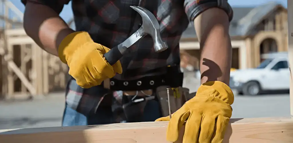 Handyman fixing wood trim with a hammer for home repairs in Salt Lake City, UT