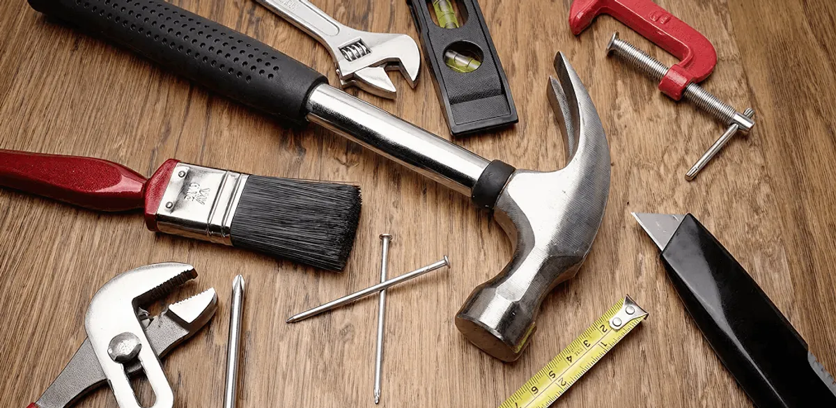 Handyman tools laid out for home repair and maintenance work in Salt Lake City, UT