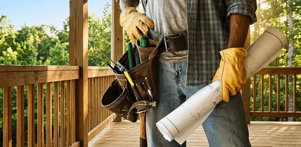 Professional handyman with tool belt ready for home repairs in Salt Lake City, UT