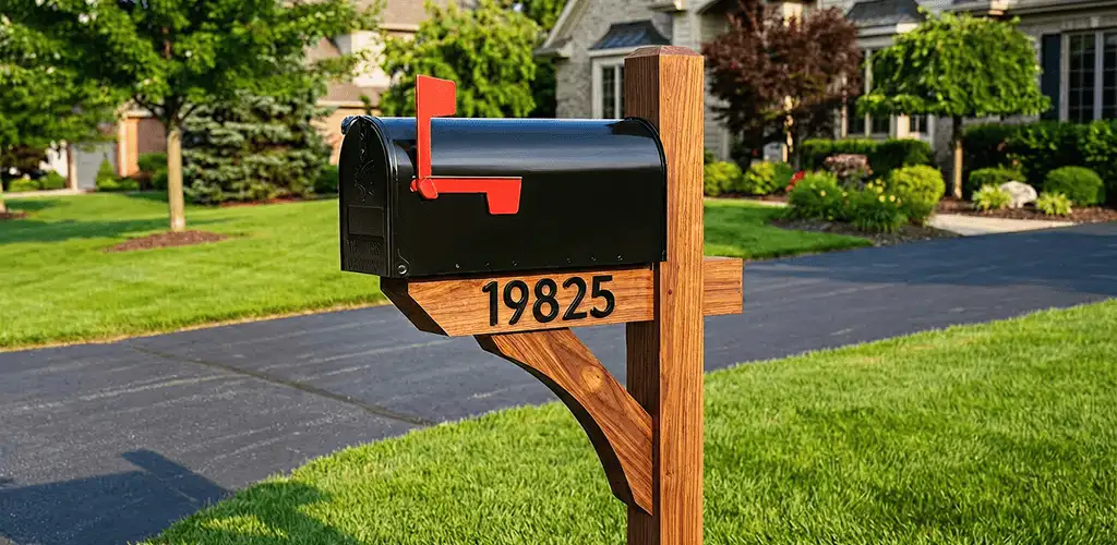 New mailbox installation with post and address number for a home in Salt Lake City, UT