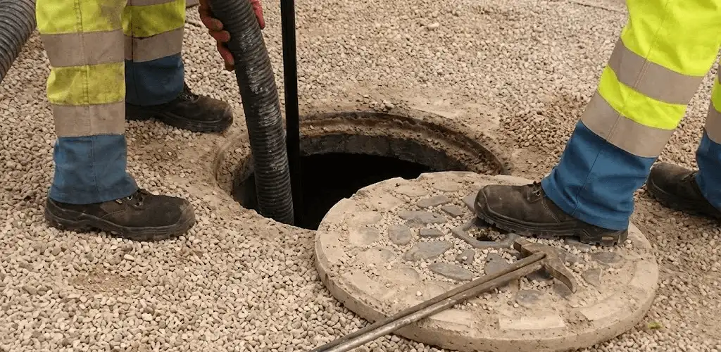 Drain cleaning crew clearing a sewer access point with professional equipment in Salt Lake City, UT